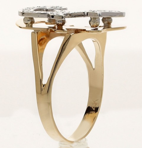 Diamond Initial ‘F’ Shadow Ring .15CT 14K Multi-tone Gold Size 7.25 - Picture 4 of 8