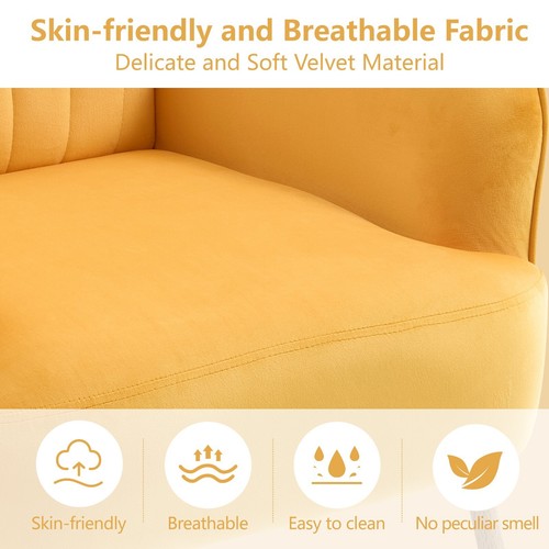 Velvet Accent Chair Modern Upholstered Bedroom Living Room Chair - Picture 8 of 16