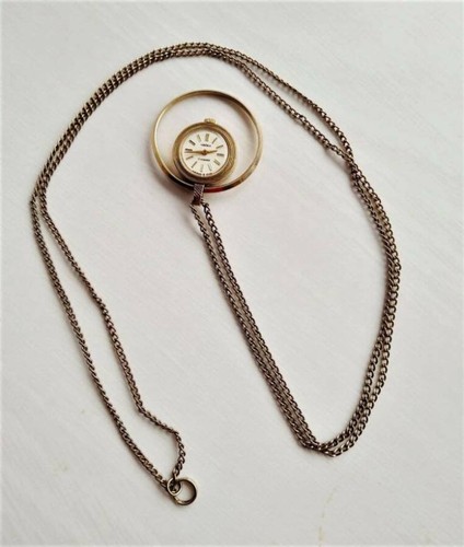 Vintage Rare Women Mechanical Gilded Watch Pendant Chain Seagull USSR 80s - Picture 2 of 4