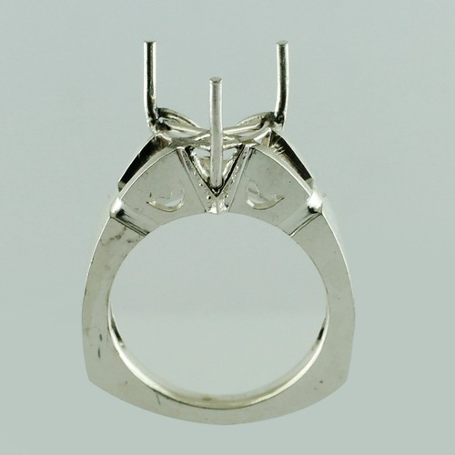 Semi Mount Trillion 10MM Faceted Cut Wedding Fine Ring 925 Sterling Silver - Picture 4 of 8