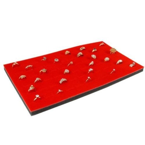 Ring Case Key Locking Solid Top Lid 72 Ring Red Jewelry Display Box Storage Case - Picture 4 of 4