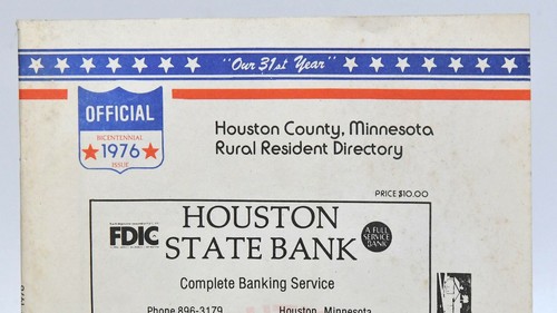 VINTAGE1976 BICENTINIAL HOUSTON, MINNESOTA TELEPHONE DIRECTORY NICE ADVERTISING - Picture 2 of 6