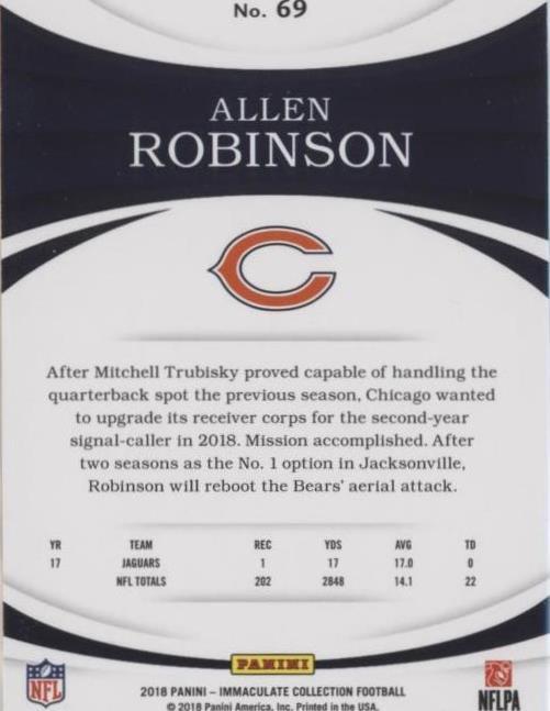 2018 Panini Immaculate Collection Allen Robinson #69