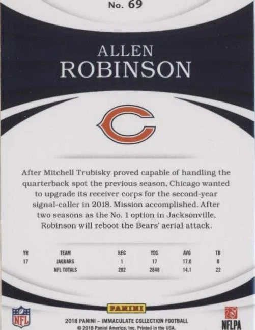 2018 Panini Immaculate Collection Allen Robinson #69 - 2 of 2