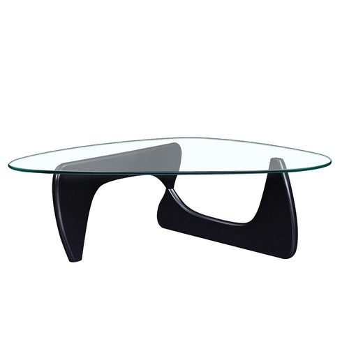 Noguch-i Style Coffee Table Solid Wood Base 0.47" Triangle Glass Cocktail Table - Picture 14 of 23