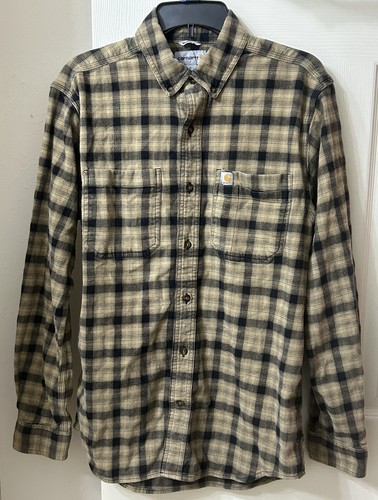 Camisa Carhartt Calce Relajado Para Hombre Mediana Marrón Crema A Cuadros Abotonada Manga Larga - Imagen 2 de 16