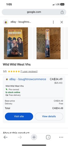 Wild Wild West 1999 VHS Tape Will Smith Kevin Kline Salma Hayek - Picture 5 of 5