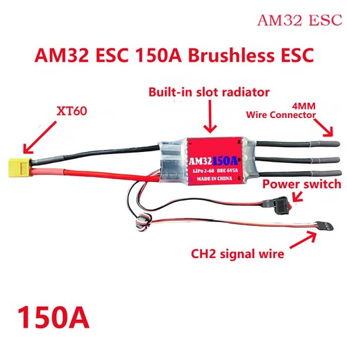 JMT AM32 60A 80A 150A 200A Brushless ESC 2-6S BEC 6V/2A 6V/5A For 1/10 1/8 Car - Picture 27 of 28