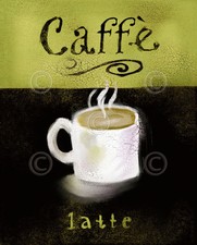 CAFE ART PRINT - Caffé Latte by Anthony Morrow Coffee Cup Espresso Poster 8x10