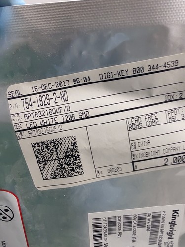 Set of 1795x Kingbright APTR3216QWF/D LED White 1206 SMD 754-1829-2-ND - Afbeelding 4 van 9