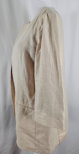 New Chicos Open Blazer Lined Ivory Metallic Gold Linen Polyester Large - Picture 3 of 7