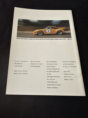 1995 1996 Porsche 911 Carrera RS & GT2 Deutscher Katalog Limitierte Auflage 993 Broschüre - Bild 10 von 10