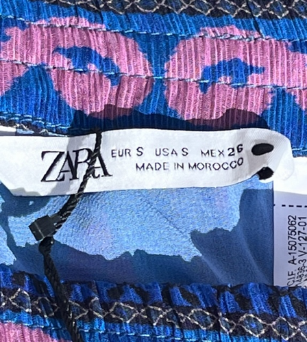 ZARA 2 Piece Set Aztec Print Short Skirt Halter Neck Top Boho Royal Blue/Multi S - Picture 15 of 20