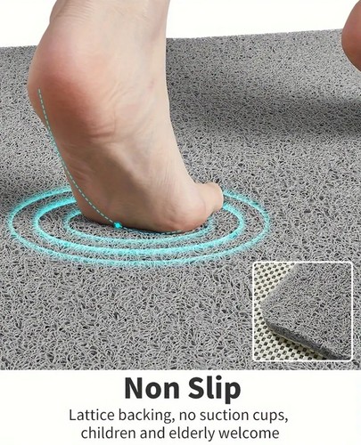 Non Slip Bath Mat Comfy Anti Stains Shower Bathroom Anti Mould PVC Mat - Picture 10 of 12