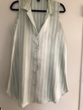 Halston Nightshirt Women's XL Light Greens Sleeveless Subtle Stripe
