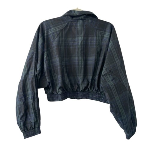 Wild Fable Plaid Cropped Windbreaker | Blue Black & Green Plaid | Medium - Picture 3 of 4
