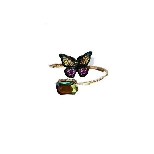 Betsey Johnson goldfarben Bypass Scharnier Armreif schwarz Schmetterling Kristall Akzente Neu mit Etikett - Bild 2 von 3