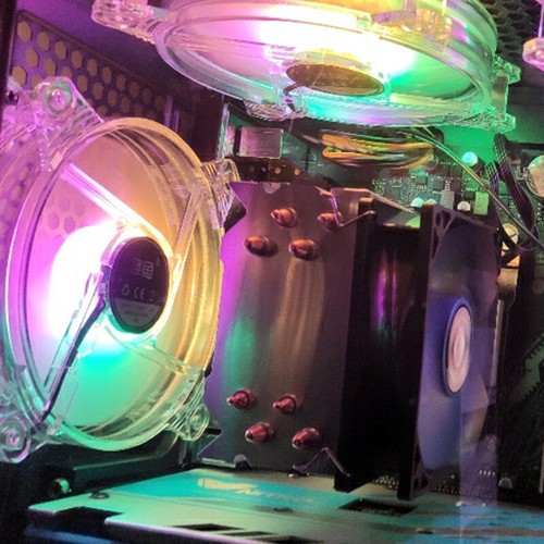 120mm Transparent Crystal RGB Computer Case Cooling Fans Gaming PC Tower Cooler - Photo 9/12