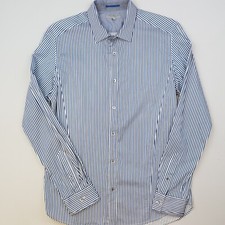 Ted Baker Mens Shirt Size 4 Fits Like Medium Slim Fit Blue Striped Stretch