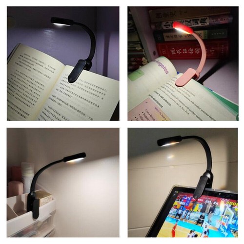 Clip On Book Reading Light Lamp USB Rechargeable Foldable Bed Desk Table Light - Picture 5 of 26