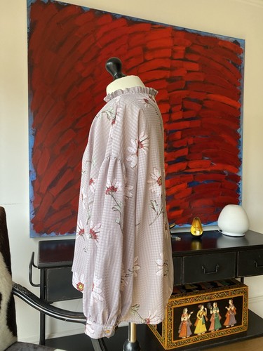 Cute Floral Blouse Top Puff Sleeves Women’s Size 14 Oversized - Picture 4 of 14