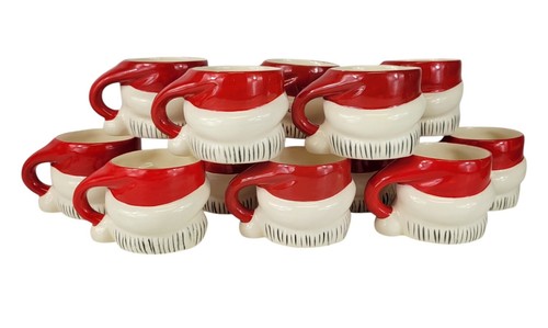 Vtg 1950s Mallory Jamar Ceramic Christmas Santa Claus Punch Bowl 12 Mugs Ladle - Picture 8 of 24