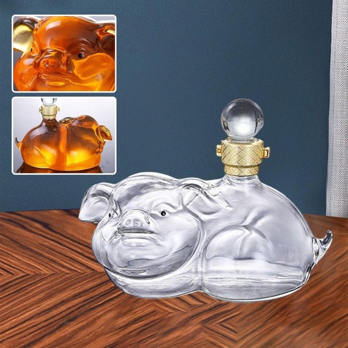 Glass Pig Whisky Decanter Handmade Lead-free Transparent for Home Bar Supplies - Bild 11 von 24