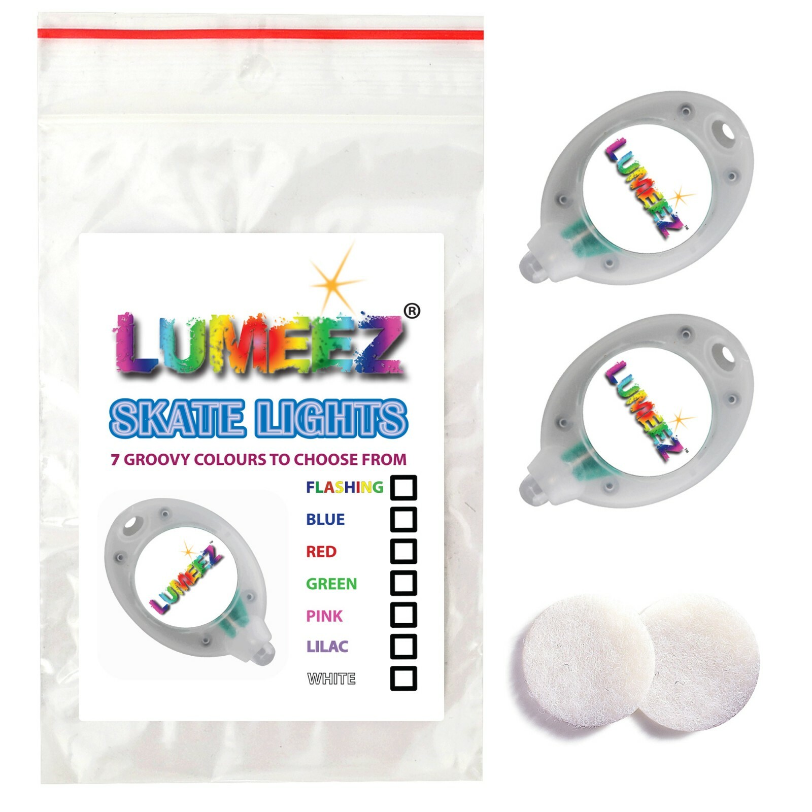 2 x Genuine Lumeez® LED Lights Illumination for Ice Skates Skateboards Scooters 