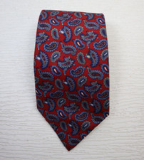 Men's Tie Necktie Bench Mark Red Blue Paisley Print MADE IN USA