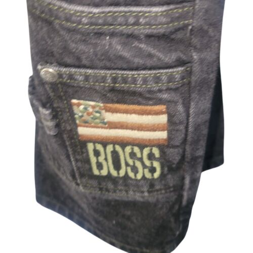 Boss Herren schwarze Denim Cargo Shorts Größe 38 mit gesticktem Flaggendetail - Bild 4 von 6