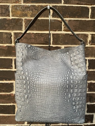 Neu mit Etikett $ 415 Brahman Parin schönste graue Tetra-Schultertasche Leder grau - Bild 3 von 5