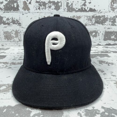 Philadelphia Phillies Hat Cap Fitted Size 7 Black White Plain Logo 59Fifty High