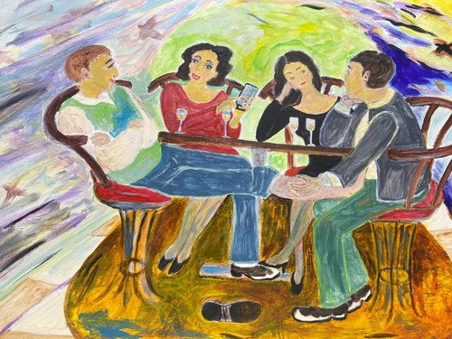 Illusion Acrylic on Paper Original Art Painting Beata Ulikowska Signed - Picture 7 of 10