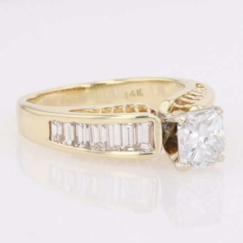 1.49ctw Diamond Solitaire with Accents Engagement Ring 14k Yellow Gold Size 5 - Picture 2 of 8