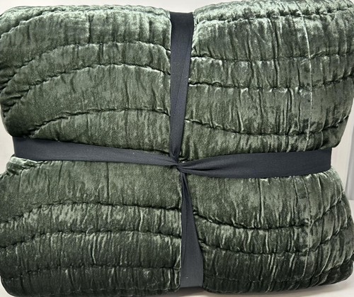 West Elm Lush Velvet Wave FULL / QUEEN Quilt ~ Dark Moss - Picture 2 of 2
