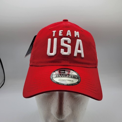 Team USA Mens Womens Hat 9TWENTY Red Adjustable Strap Script Low Profile New Era