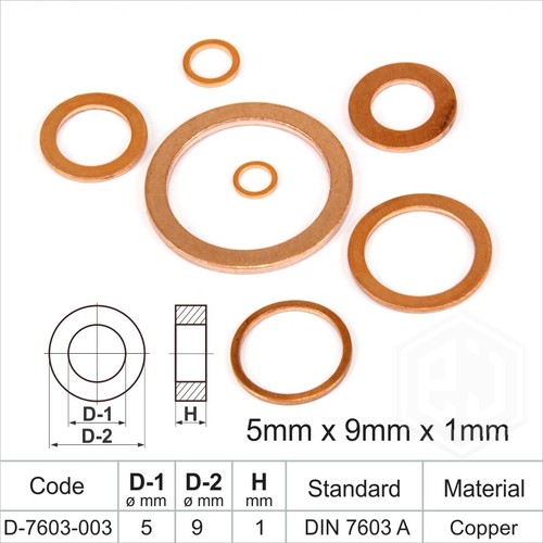 Metric Copper Sealing Washers Rings Flat Gasket Form A DIN 7603 A All Sizes mm - Picture 8 of 68