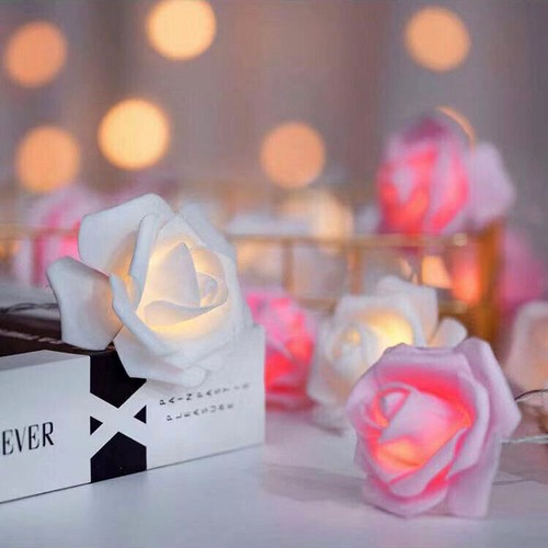 20 LED Rose Flower Lights String Fairy Wedding Valentines Day Party Garden Decor - Picture 6 of 14