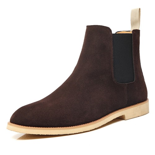 Mens Suede Leather Pointed Toe Chelsea Boots Casual Shoes Pull On Ankle Boots Sz - Picture 12 of 24
