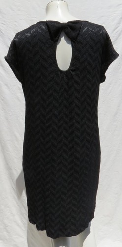 ACOTE US women’s 1 S M Textured Viscose Cut Out Bow Mini Little Black Dress - Picture 3 of 6