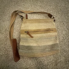 The Sak Indio Crochet Hobo Bag Sand Stripe Crossbody