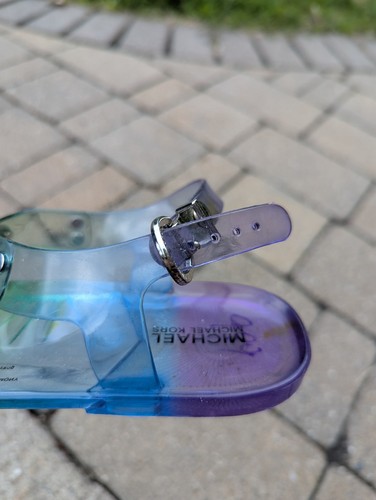 MICHAEL KORS MK PLATE JELLY Rainbow Slingback Thong Sandals, Sz 5 Boho 2016 - Picture 4 of 8