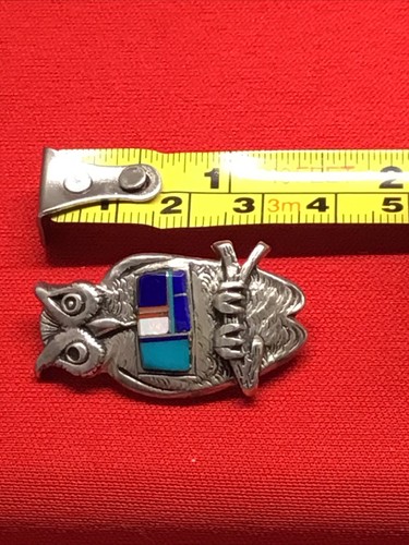 VINTAGE STERLINGSILBER EULENBROSCHE MIT MULTI-STEIN-DESIGN ~ AUF DER RÜCKSEITE MARKIERT - Bild 4 von 5