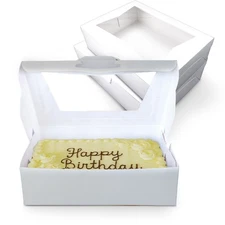 MT Products White Cake Boxes - 14" x 10" x 4" Bakery Boxes - Pack of 100