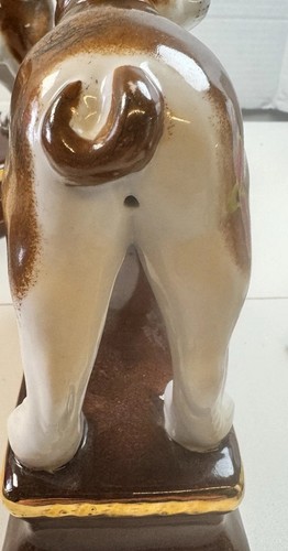 Vintage Bulldog Pair Staffordshire Style Mantle Vtg Dapper Bookends Figurines - Picture 11 of 18