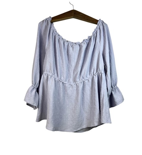 Lane Bryant Milkmaid Off/On Shoulder Purple Woven Polka Dots Blouse Size 18/20 - Picture 3 of 11
