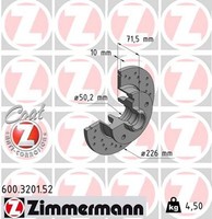 2X Bremsscheibe Sport Z Zimmermann 600.3201.52 FüR Passat Golf VW Vento Corrado