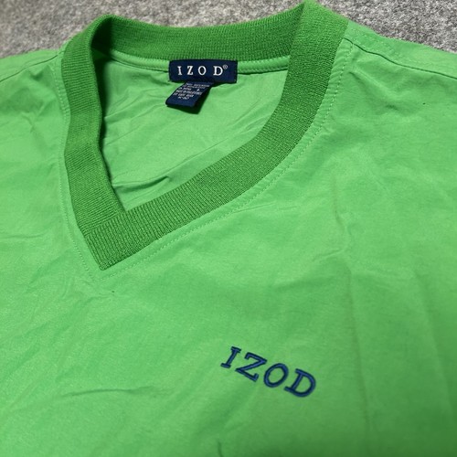 Vintage Izod Golf Pullover Mens Large L Green Navy Nylon Windbreaker Outdoor - Picture 2 of 9