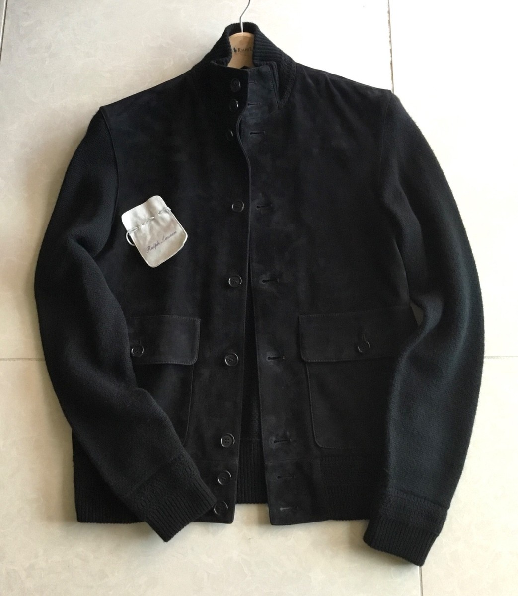 $2995 Ralph Lauren Purple Label Black Cashmere Suede Leather