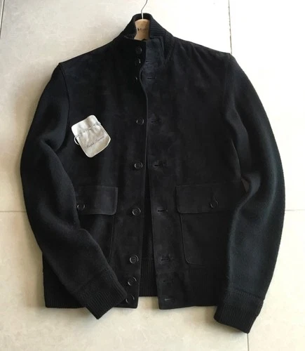$2995 Ralph Lauren Purple Label Black Cashmere Suede Leather Cardigan Jacket RRL - product listing photo